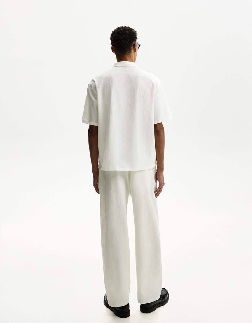 Pleated short sleeve shirt-Off white