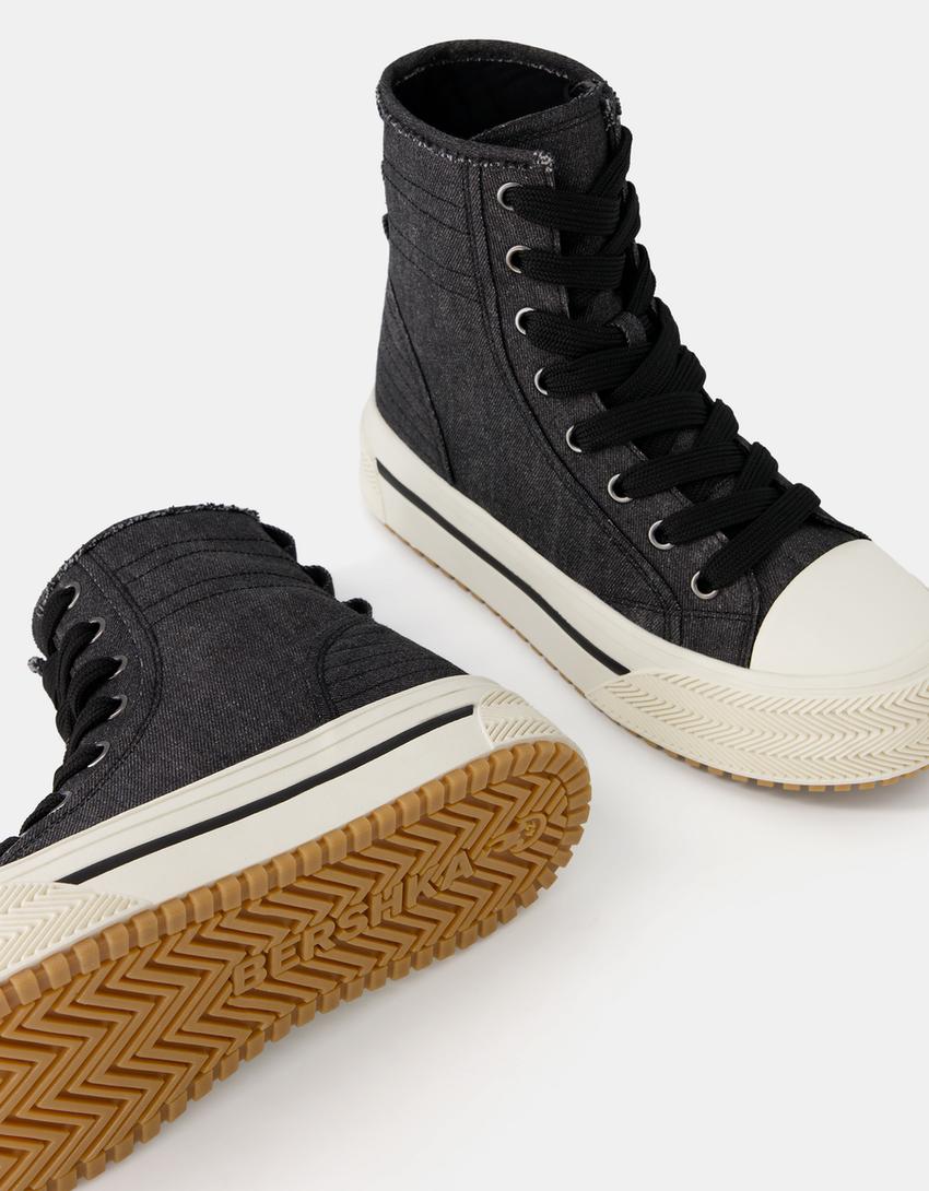 Sapatilhas abotinadas denim homem-Preto-5