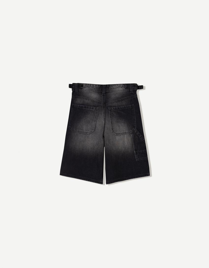 Bermuda denim balloon-Noir