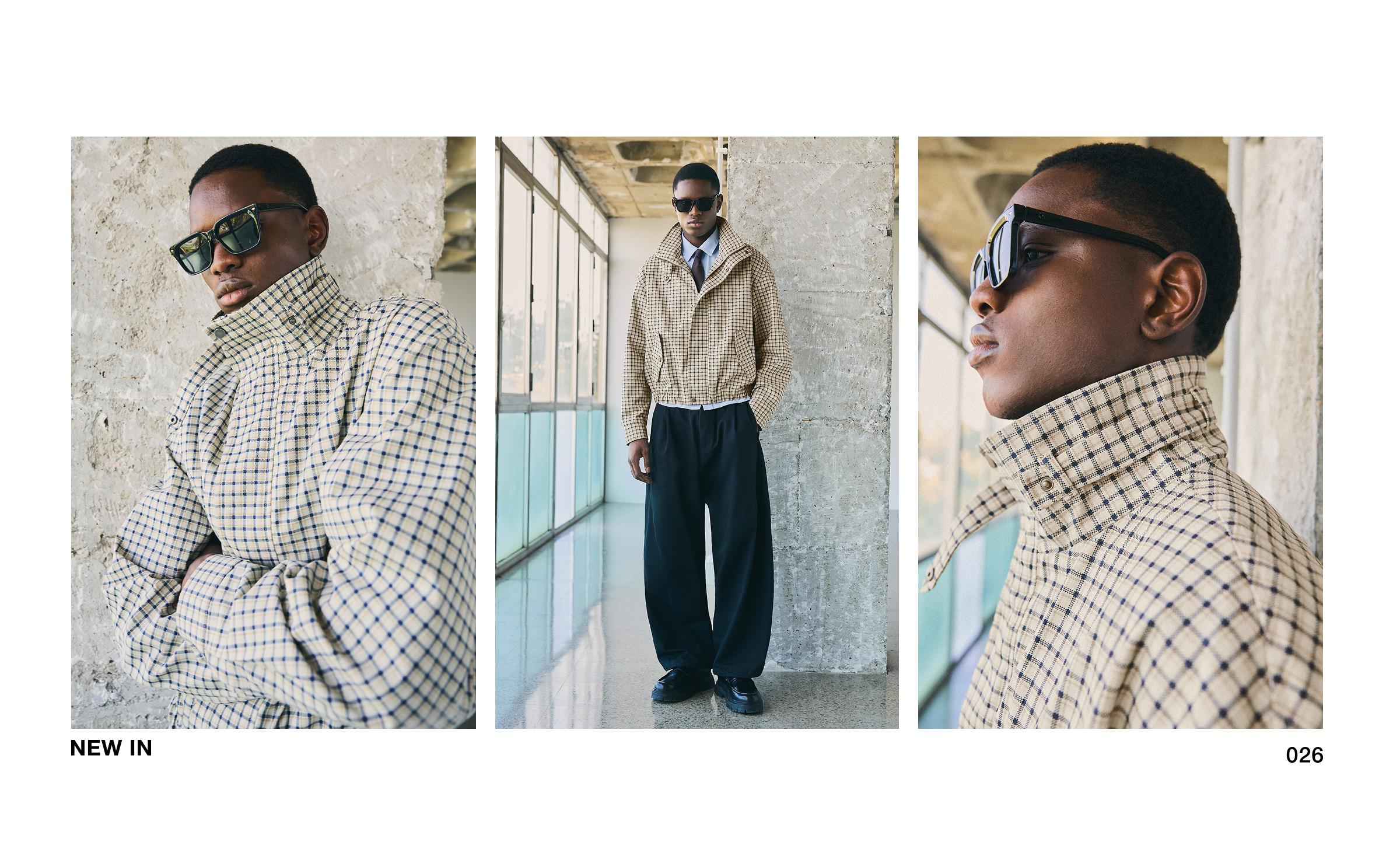 Check zip-up jacket — Cream