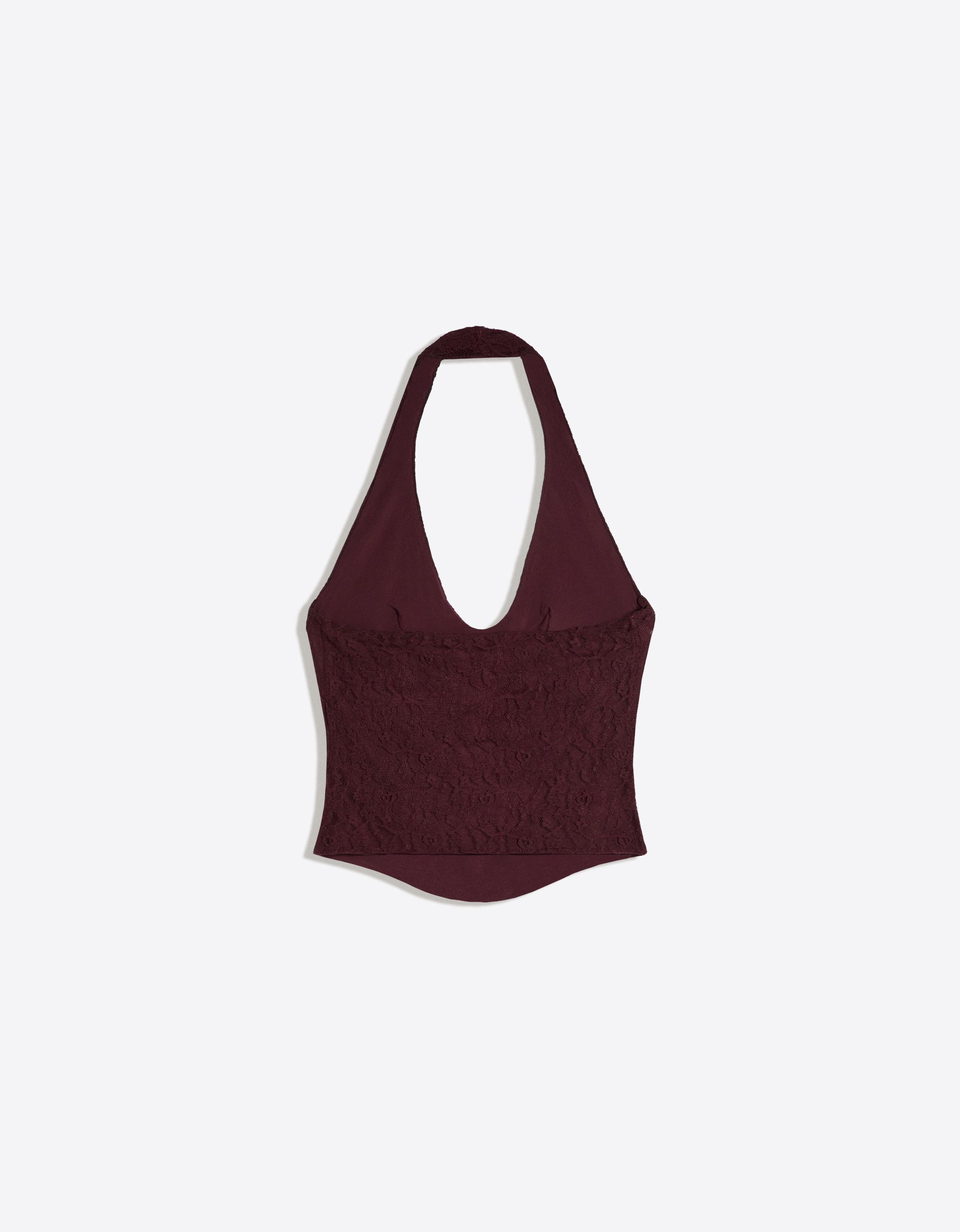 Lace corset halter top — Burgundy