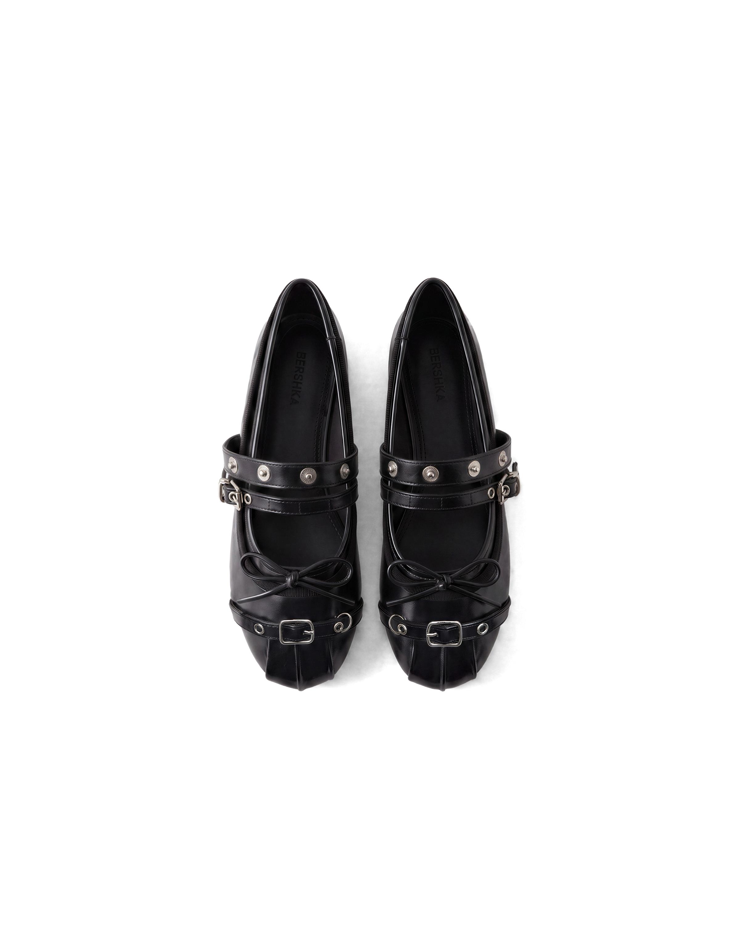 Studded ballet flats — BLACK