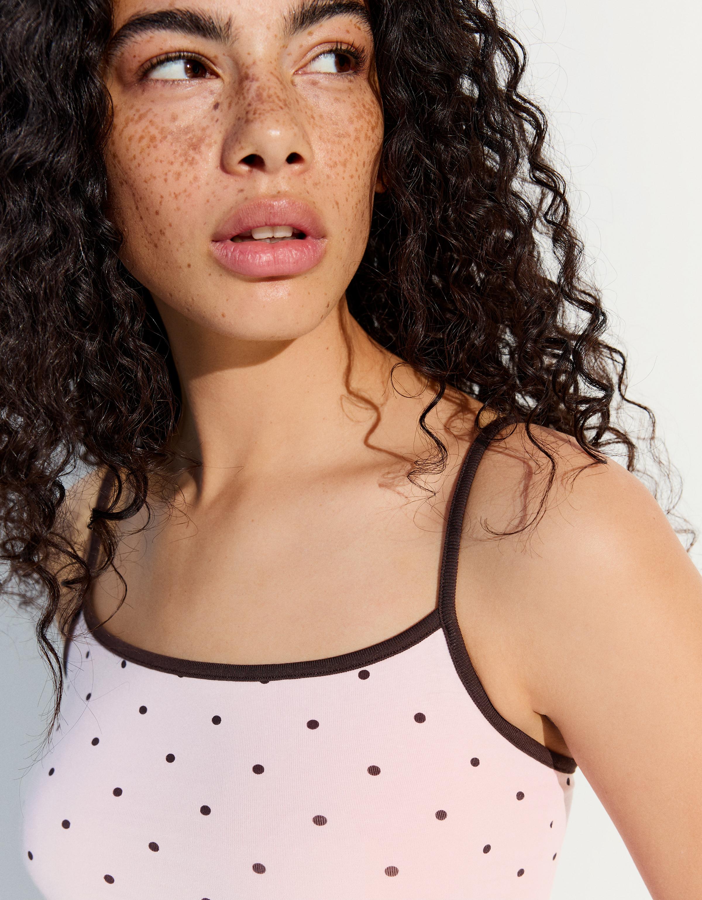 Contrast strappy top — Pink