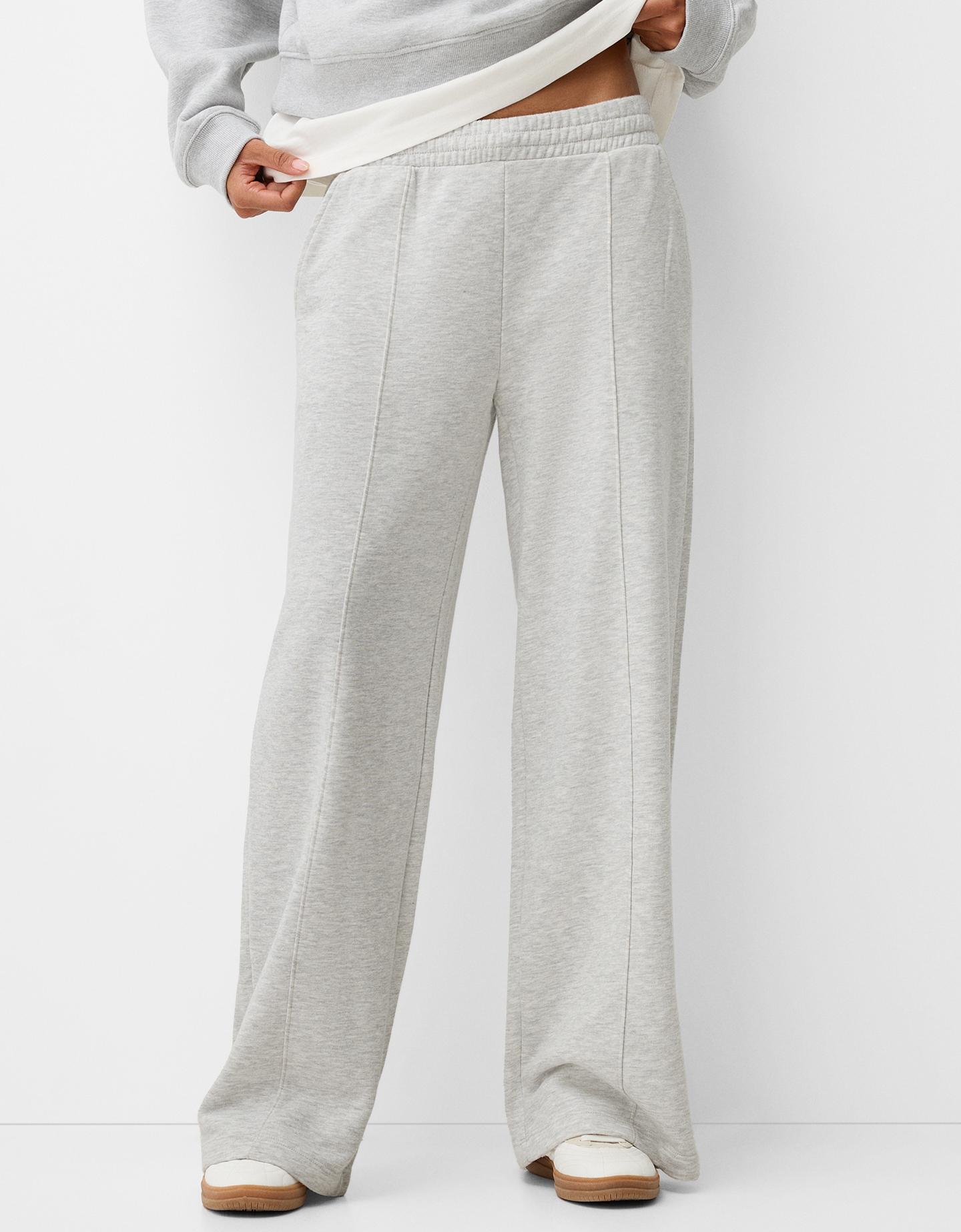 Bershka Pantaloni Felpa Wide Leg Donna M Grigio