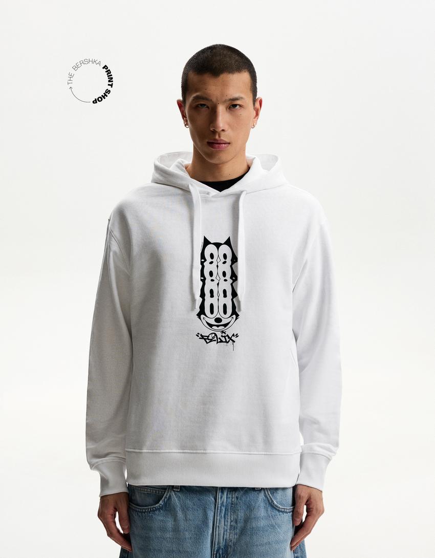 Bluza z kapturem Felix the Cat-Biały