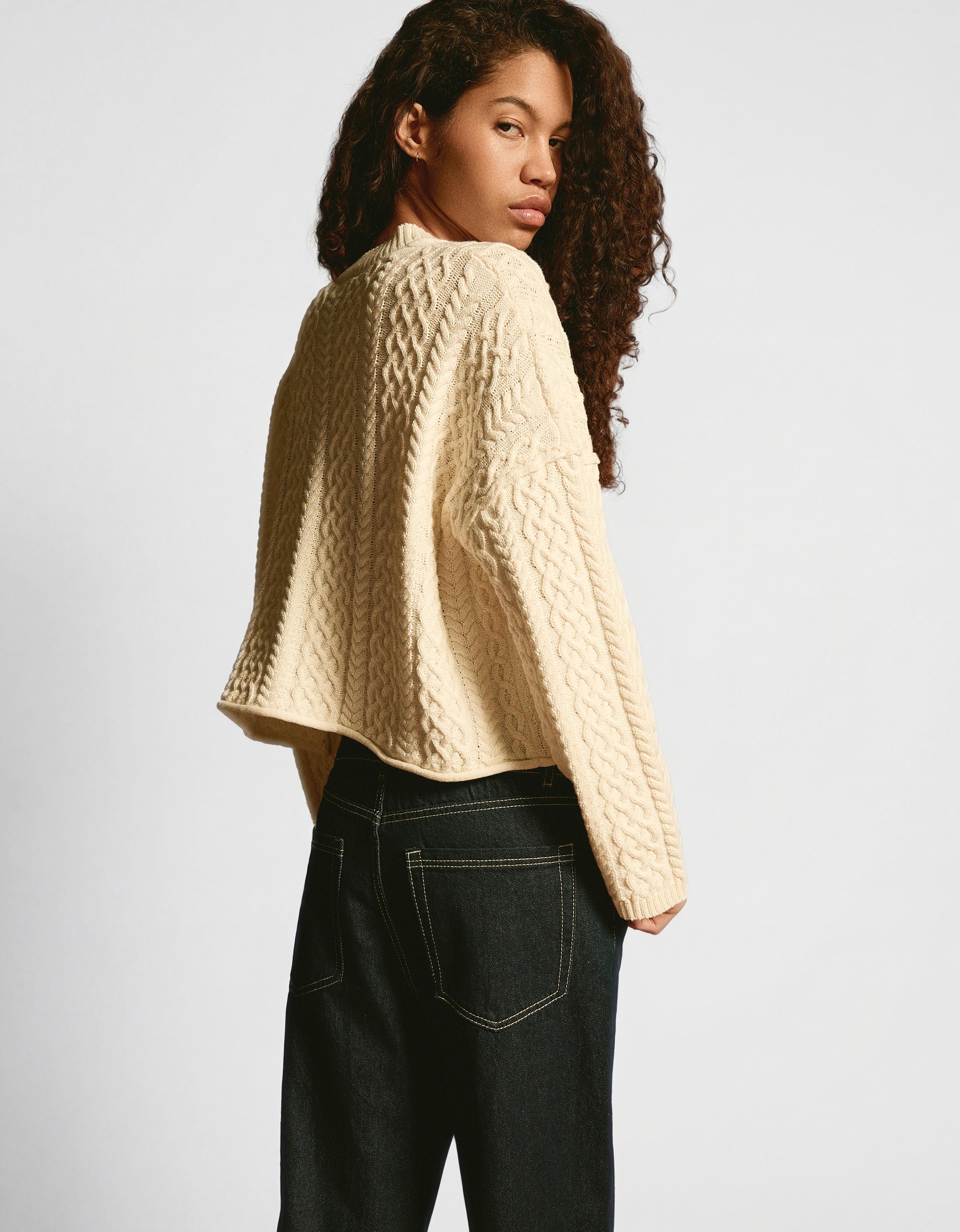 Rustic braided cardigan — Cream