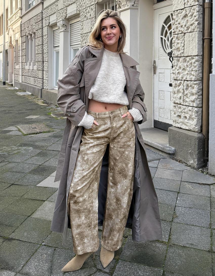 Pantalon barrel print-Multicouleur