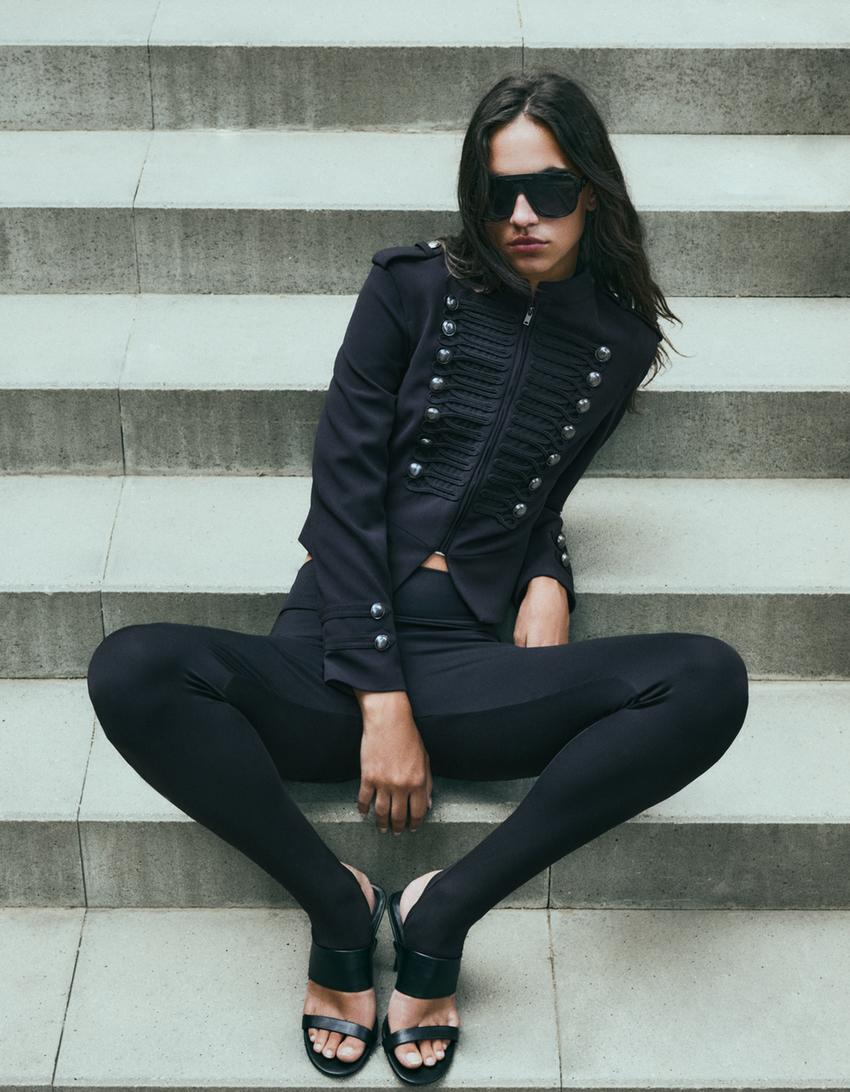 Tailored blazer with button detail-Black