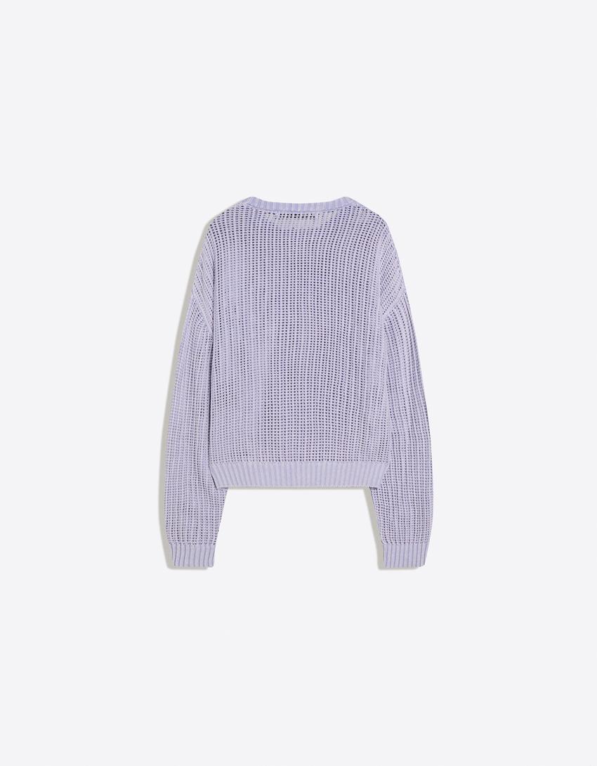 Graphic crew neck sweater-Violet