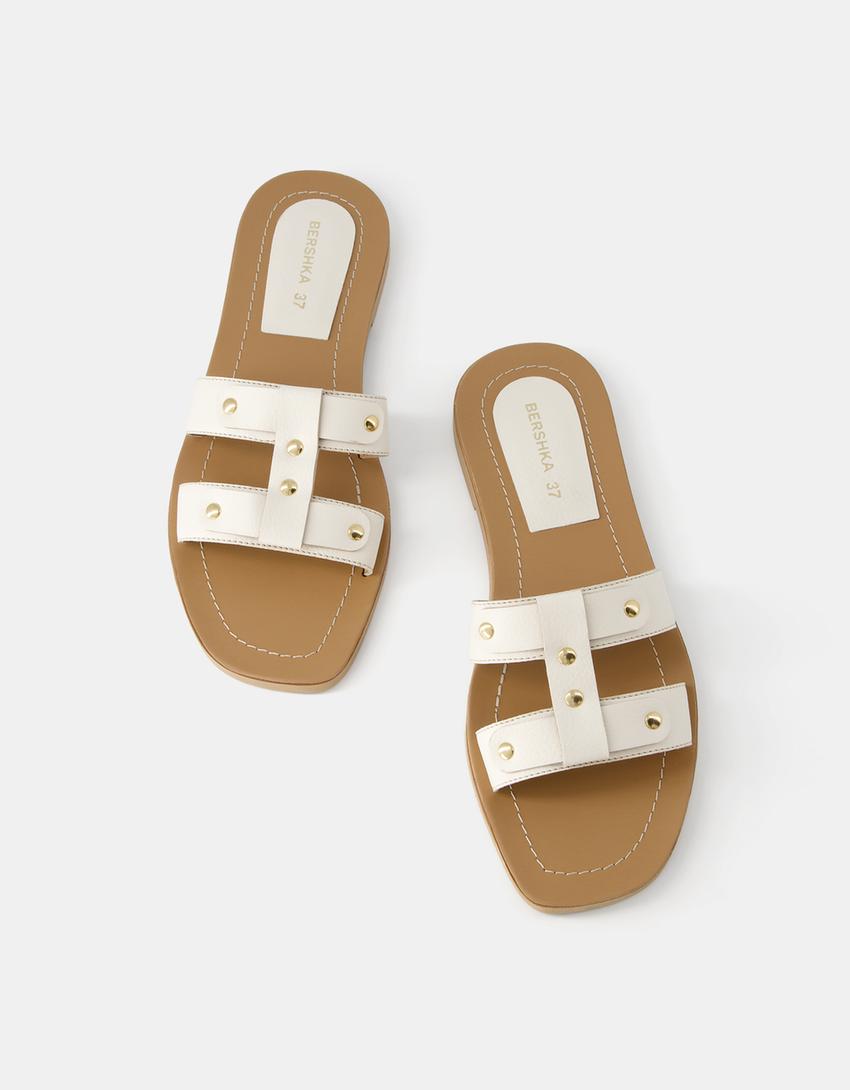 صندل مسطح بأشرطة-بيج فاتح-3