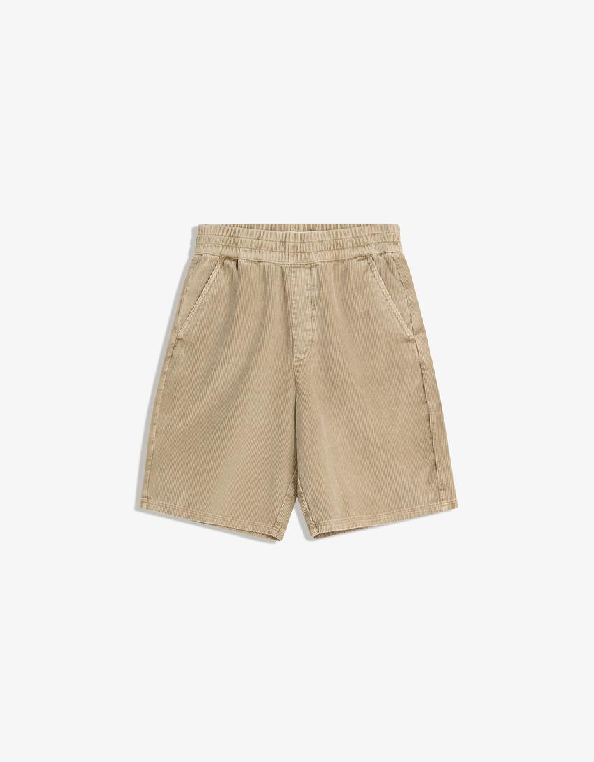 Cord-Joggingbermuda-Sandfarbe