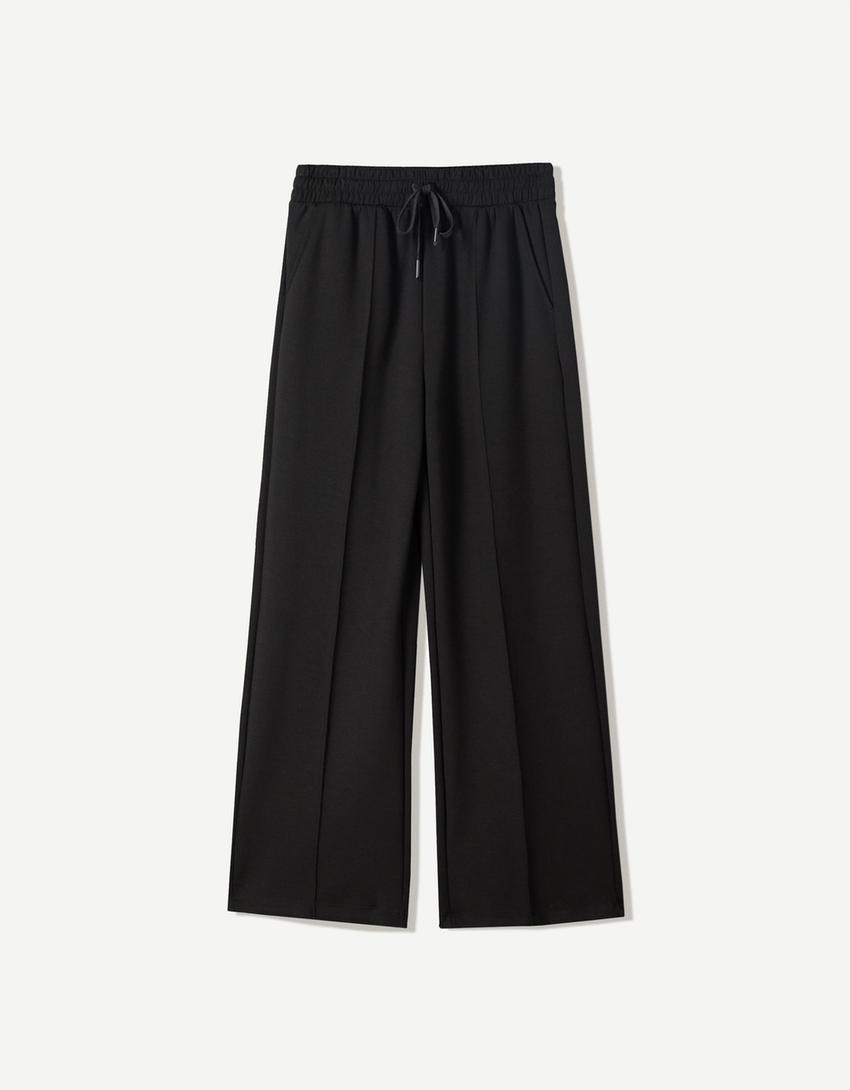 Zip-up sweatshirt and wide-leg trousers set-Zip-up sweatshirt and wide-leg trousers set-4