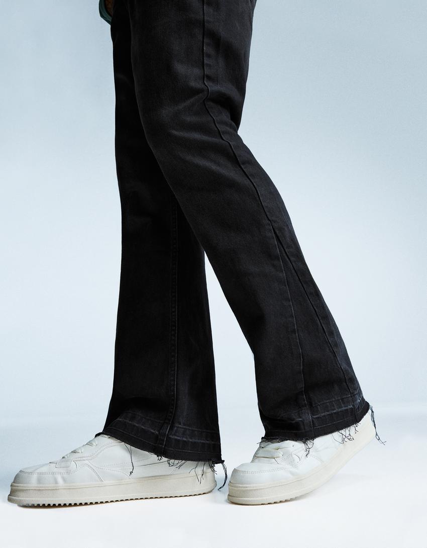 Straight-fit flared jeans-Black-2