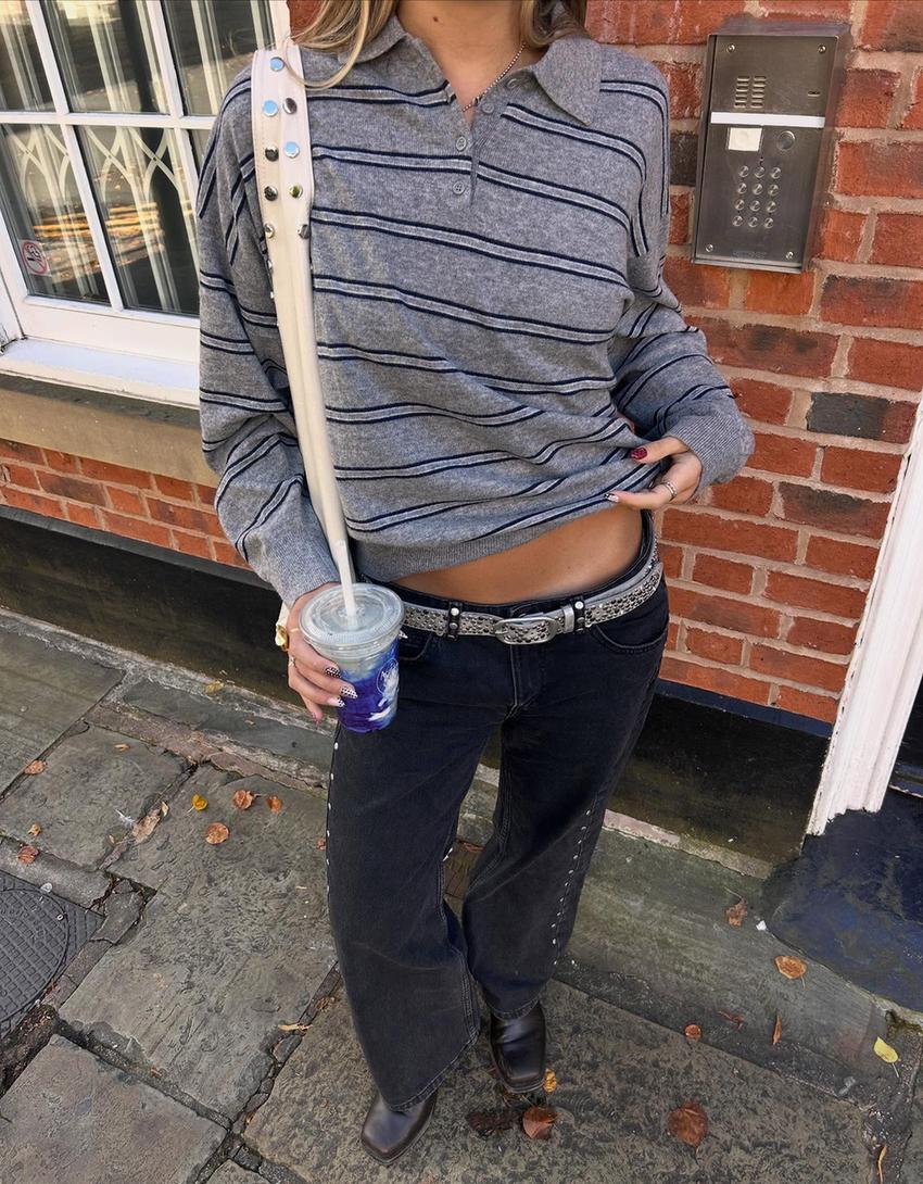 Jeans baggy fit à clous étoiles-Noir