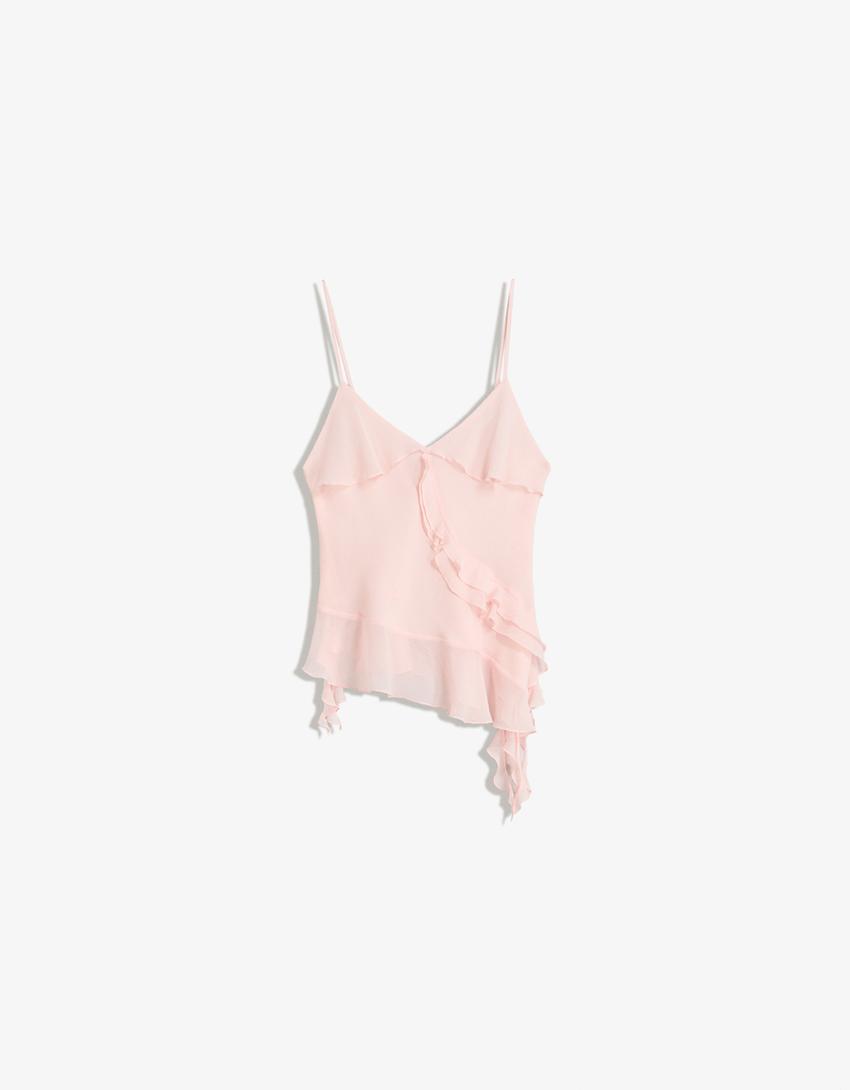 Majica sa bretelama i karnerima-Roze-4