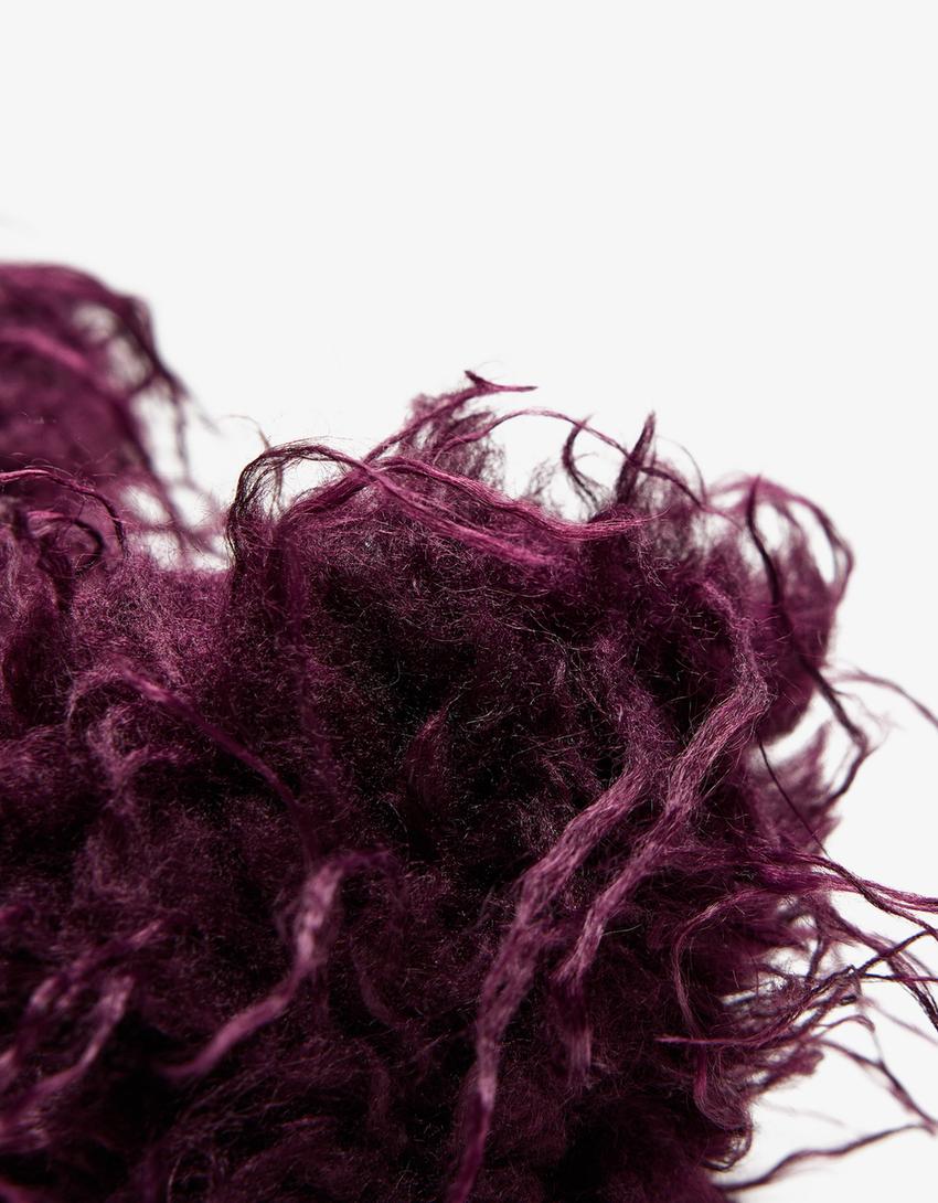 شال طويل من الفرو الاصطناعي-بنفسجي