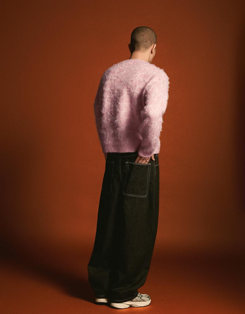 Round neck print jumper-Pink