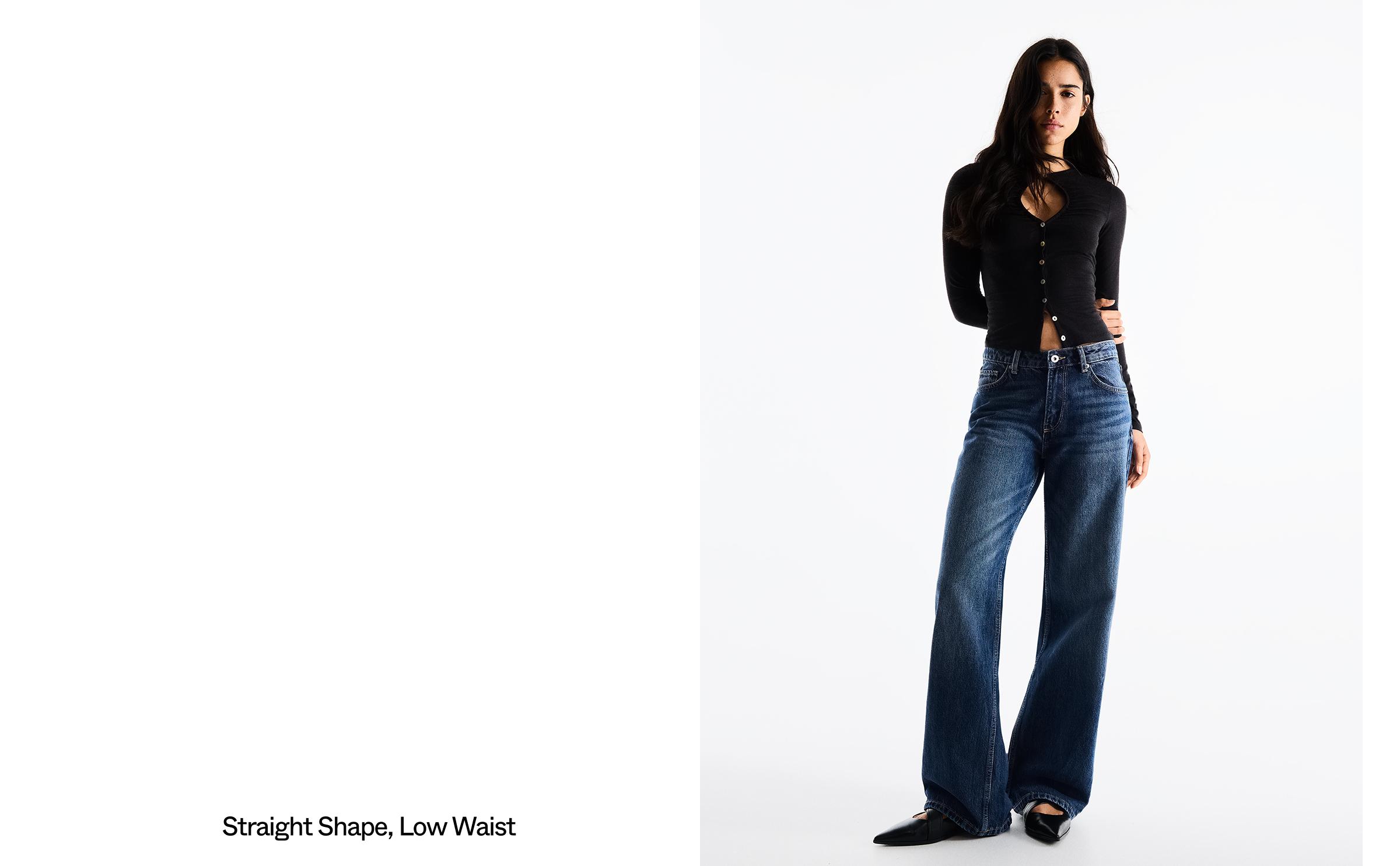 Bershka Yüksek bel straight fit jean görsel 8