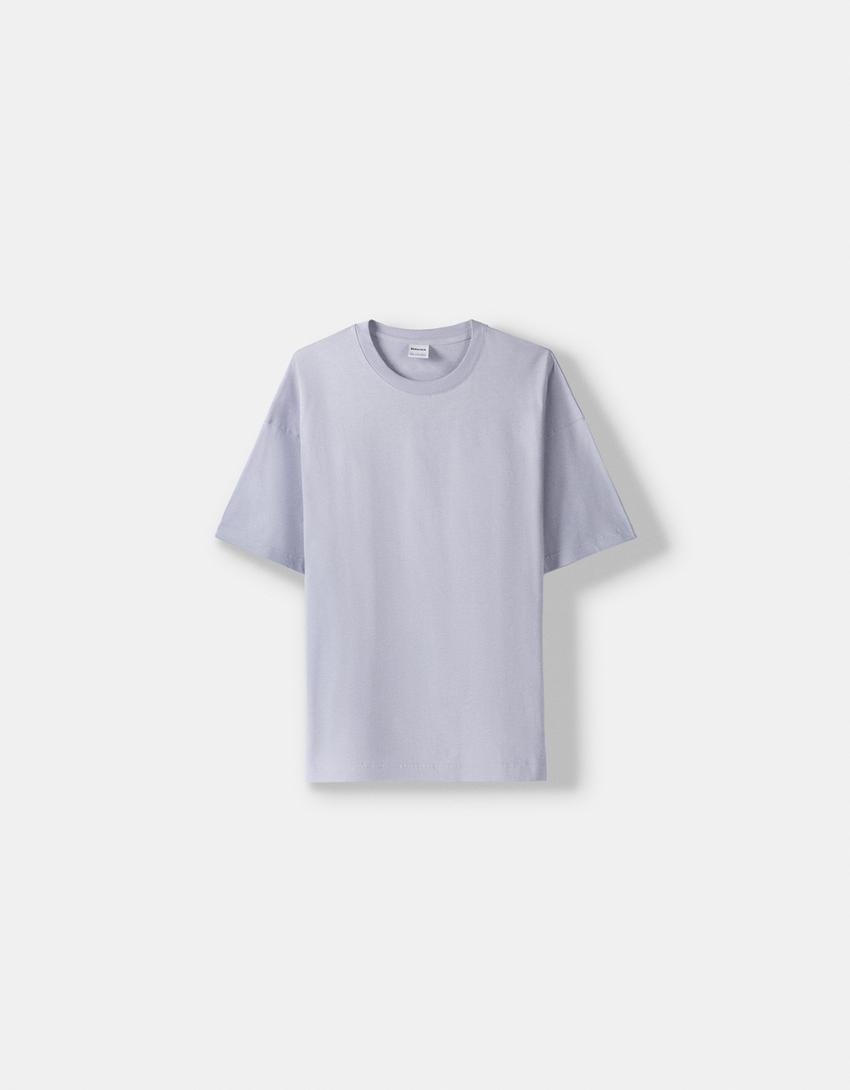 Блуза оувърсайз с къс ръкав-Виолетово-4