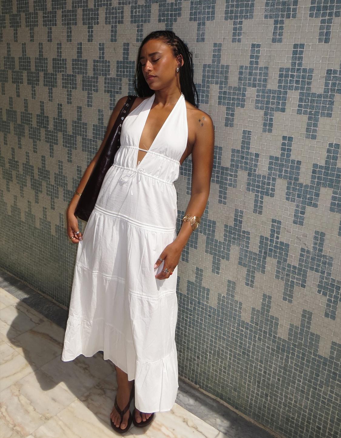 Halterneck midi dress
