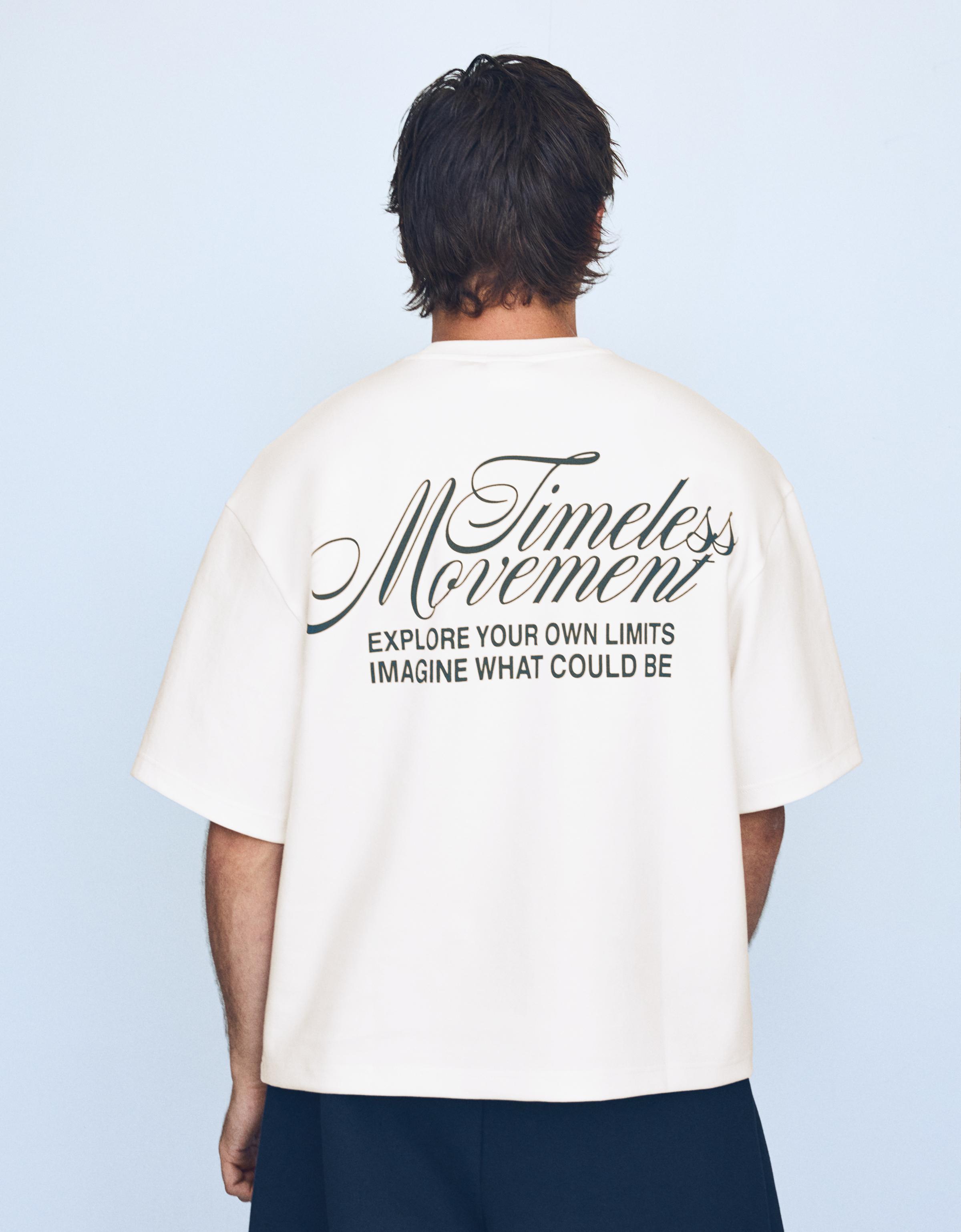 Short sleeve sweatshirt print T-shirt — Cream