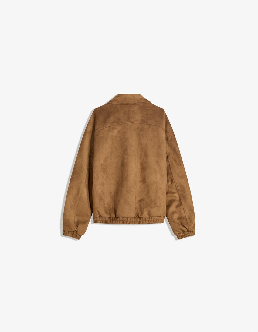 Faux suede jacket-Sand