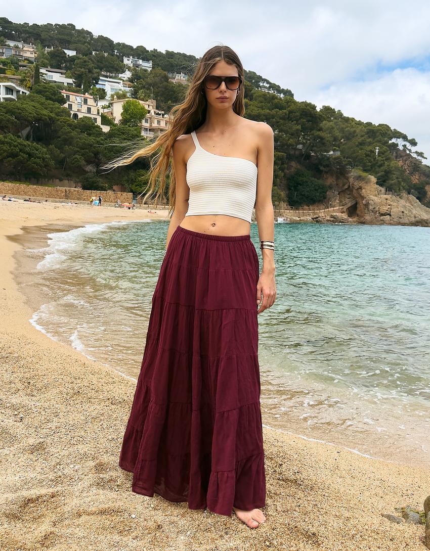 Falda maxi boho-Granate-0