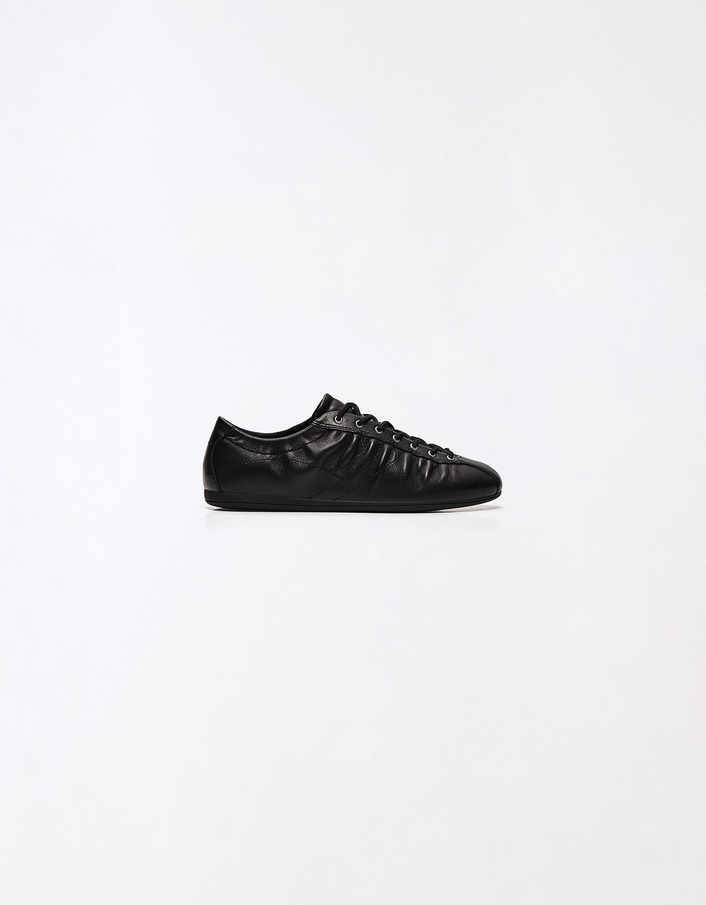 Slim-sole leather trainers — BLACK
