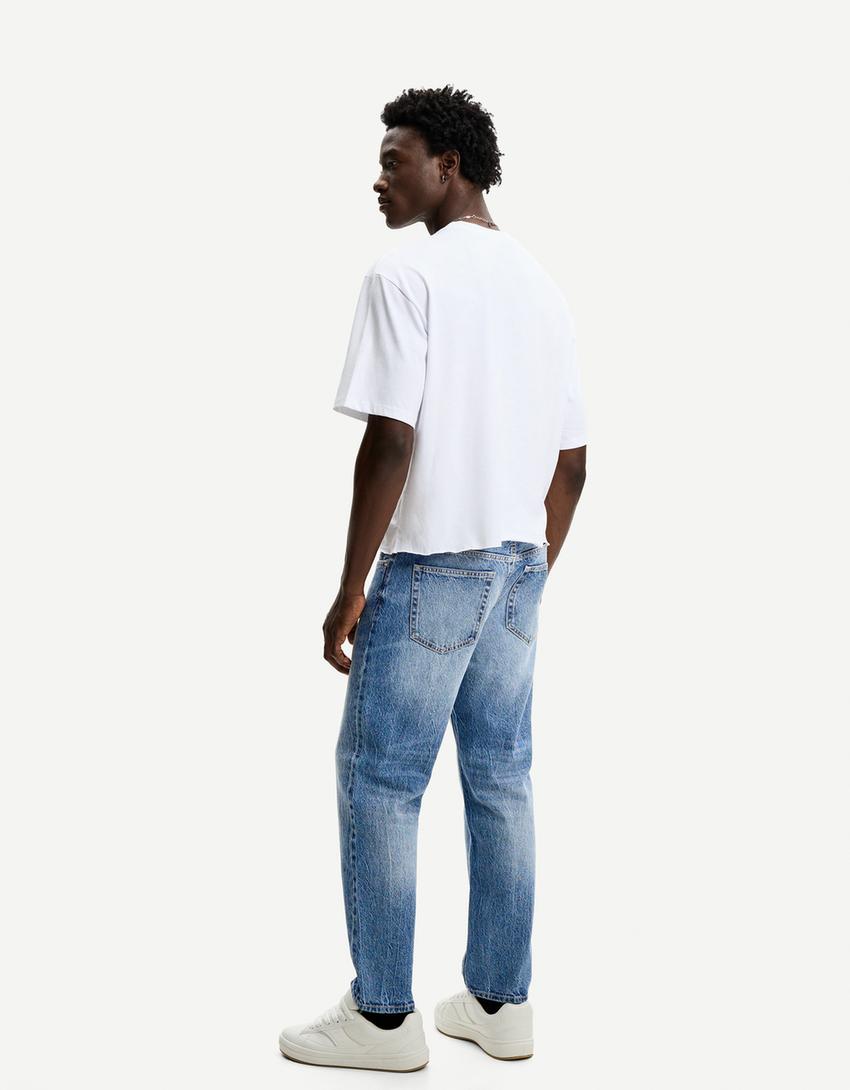 Straight fit jeans-Blauw