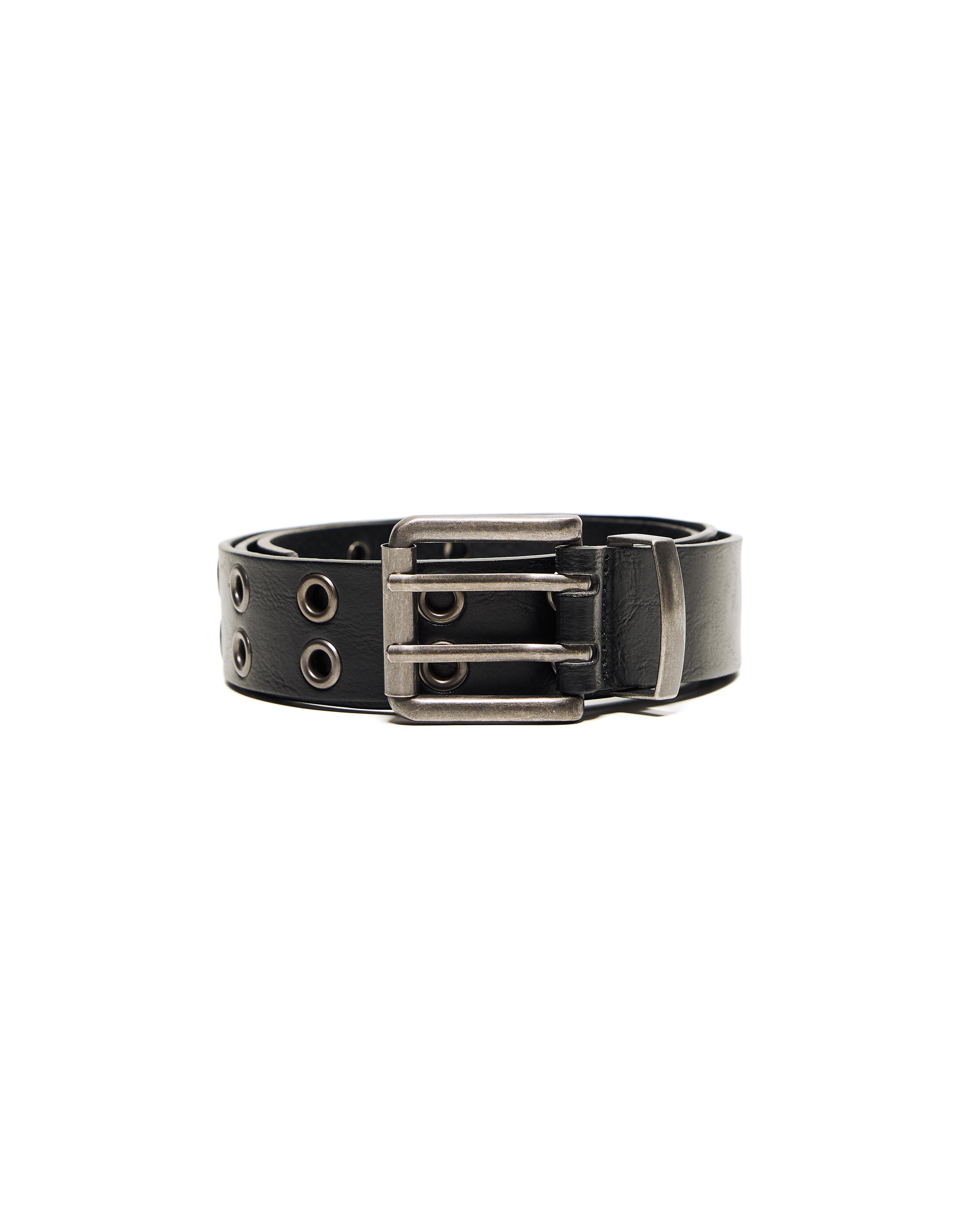Wide eyelet belt — Black