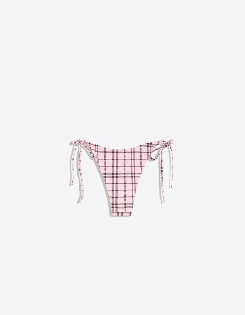 Checked bikini bottoms-Pink