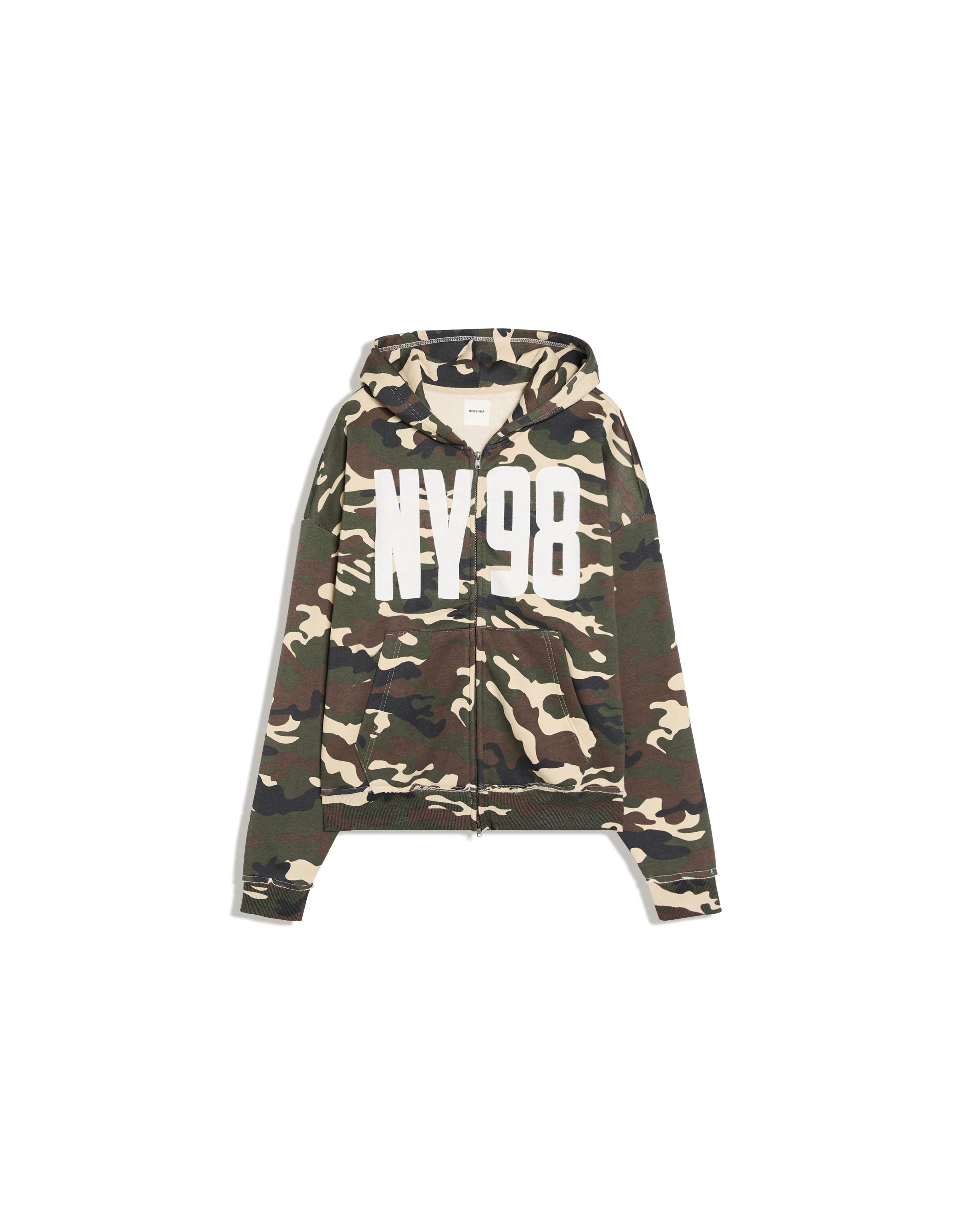 Printed zip-up hoodie — Green