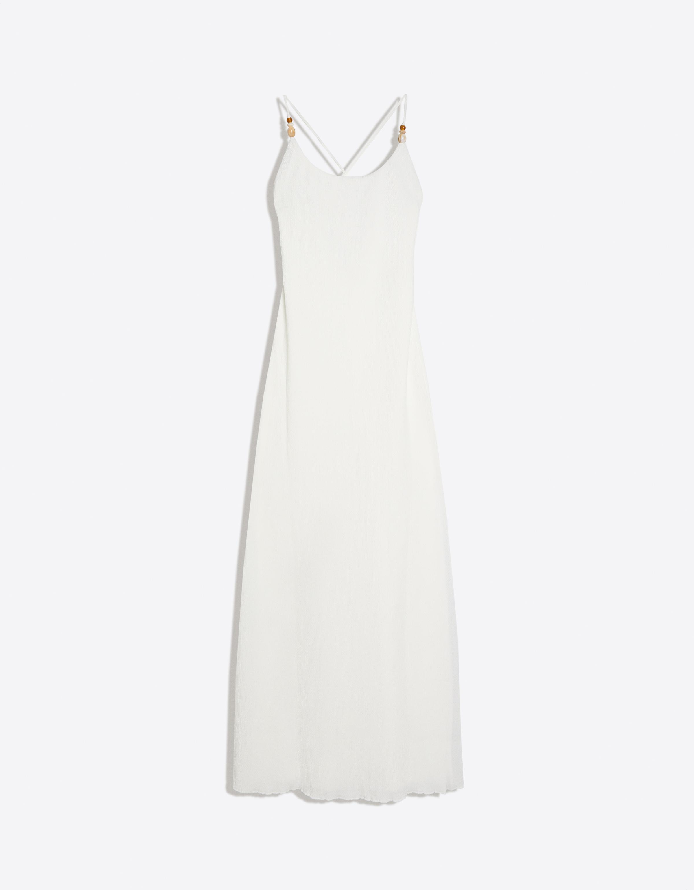 Rustic strappy midi dress — Cream