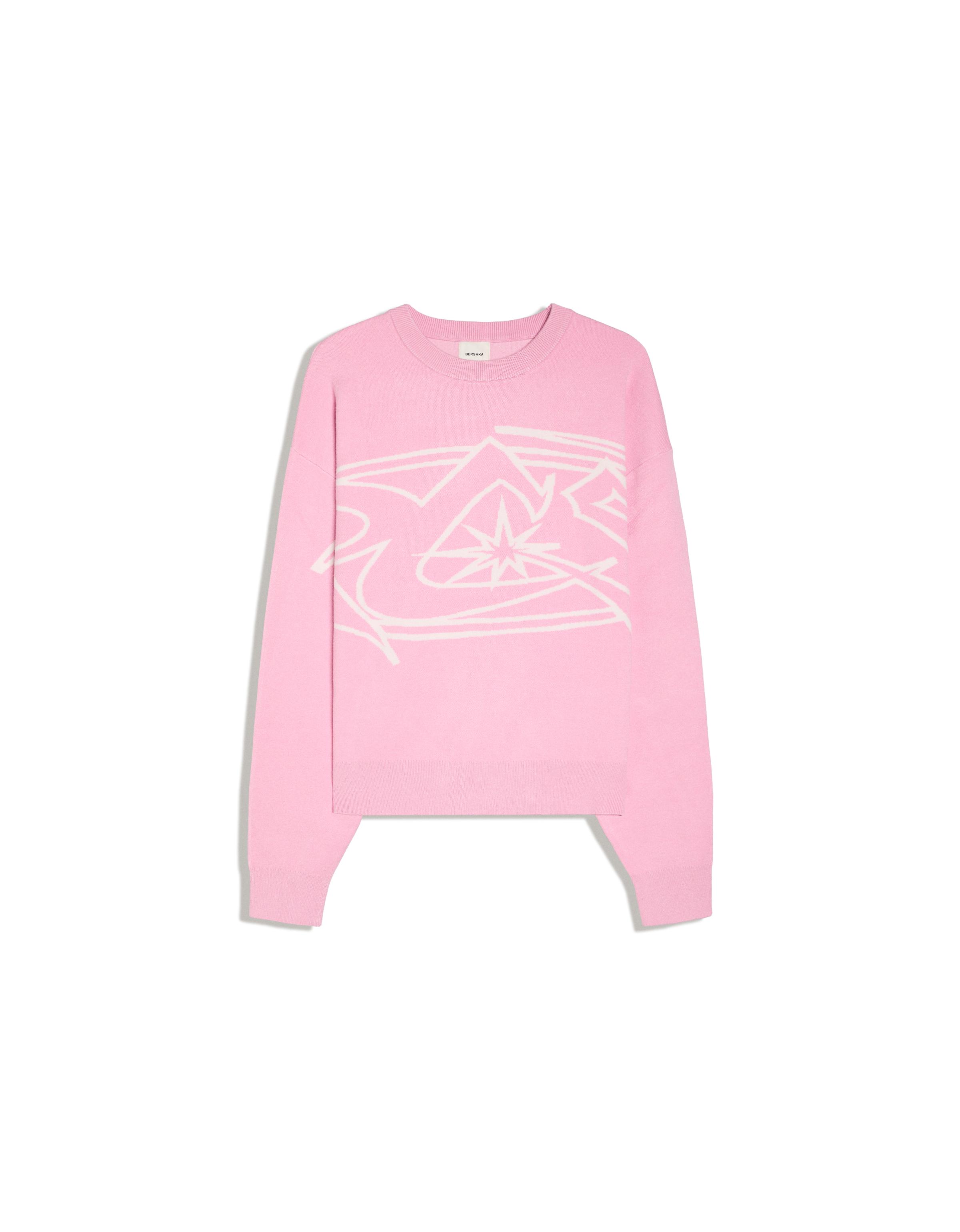 Printed round neck jumper — Pink