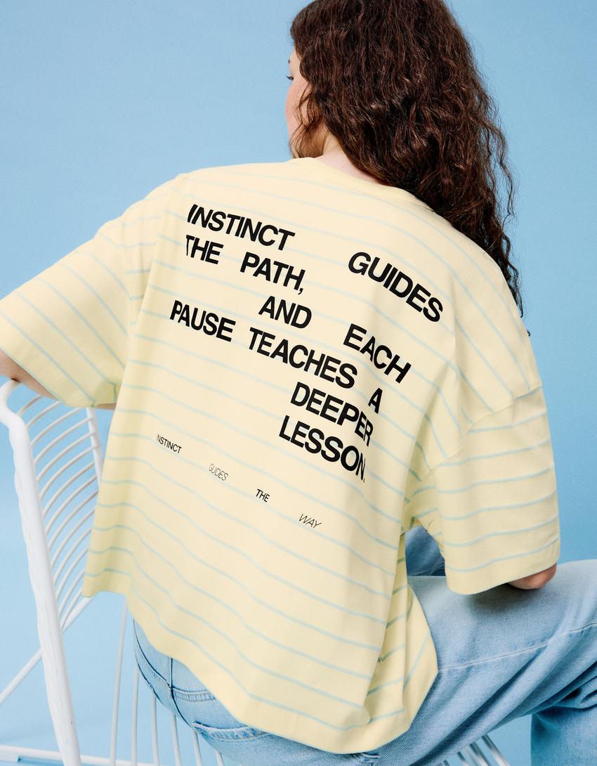 Oversize-T-Shirt mit Print-Gelb