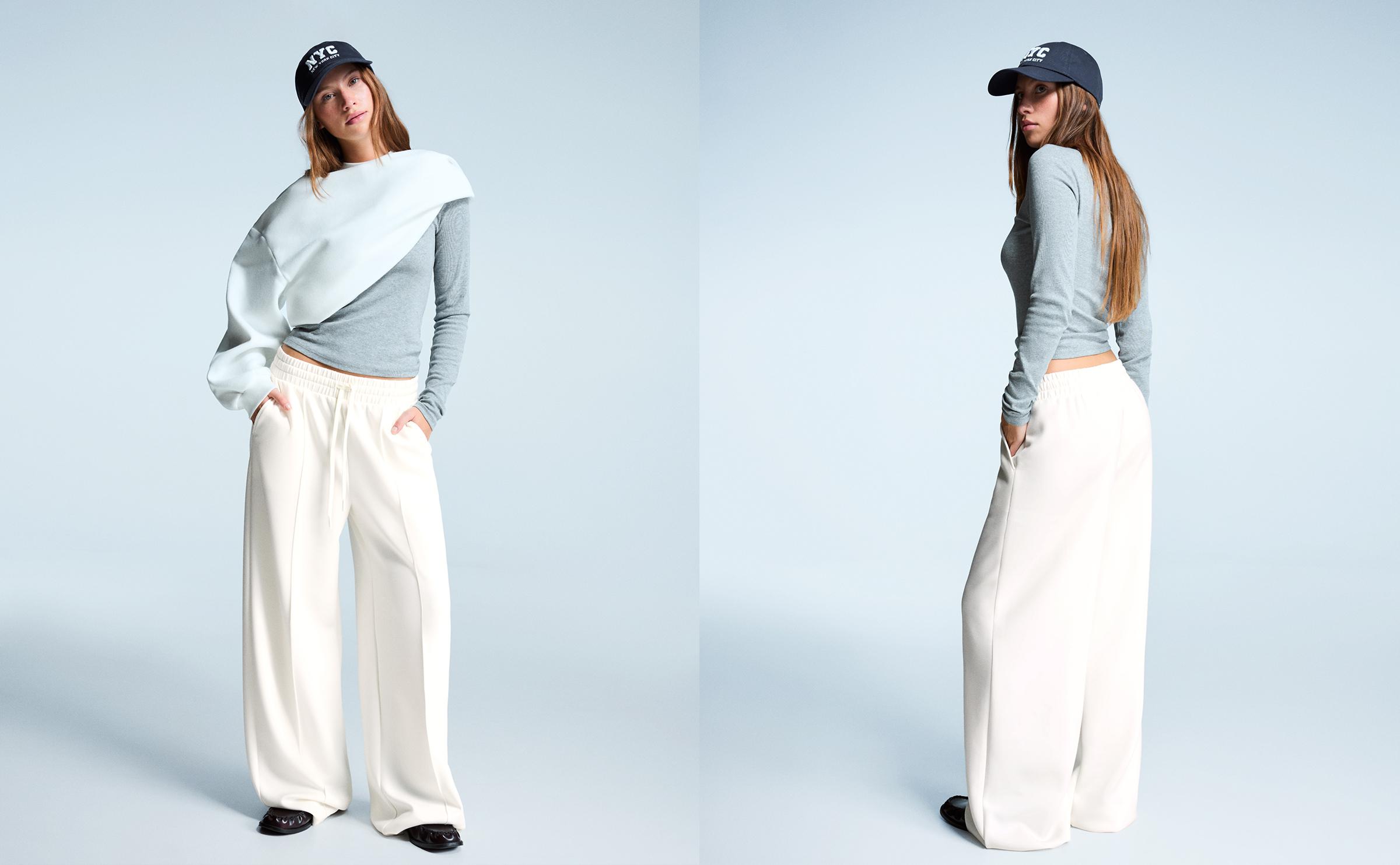 Wide-leg modal trousers — Cream