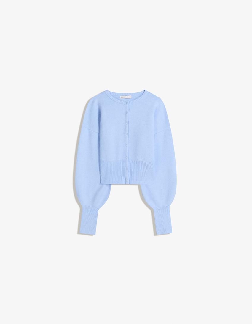 Strak ribcord vest-Lichtblauw