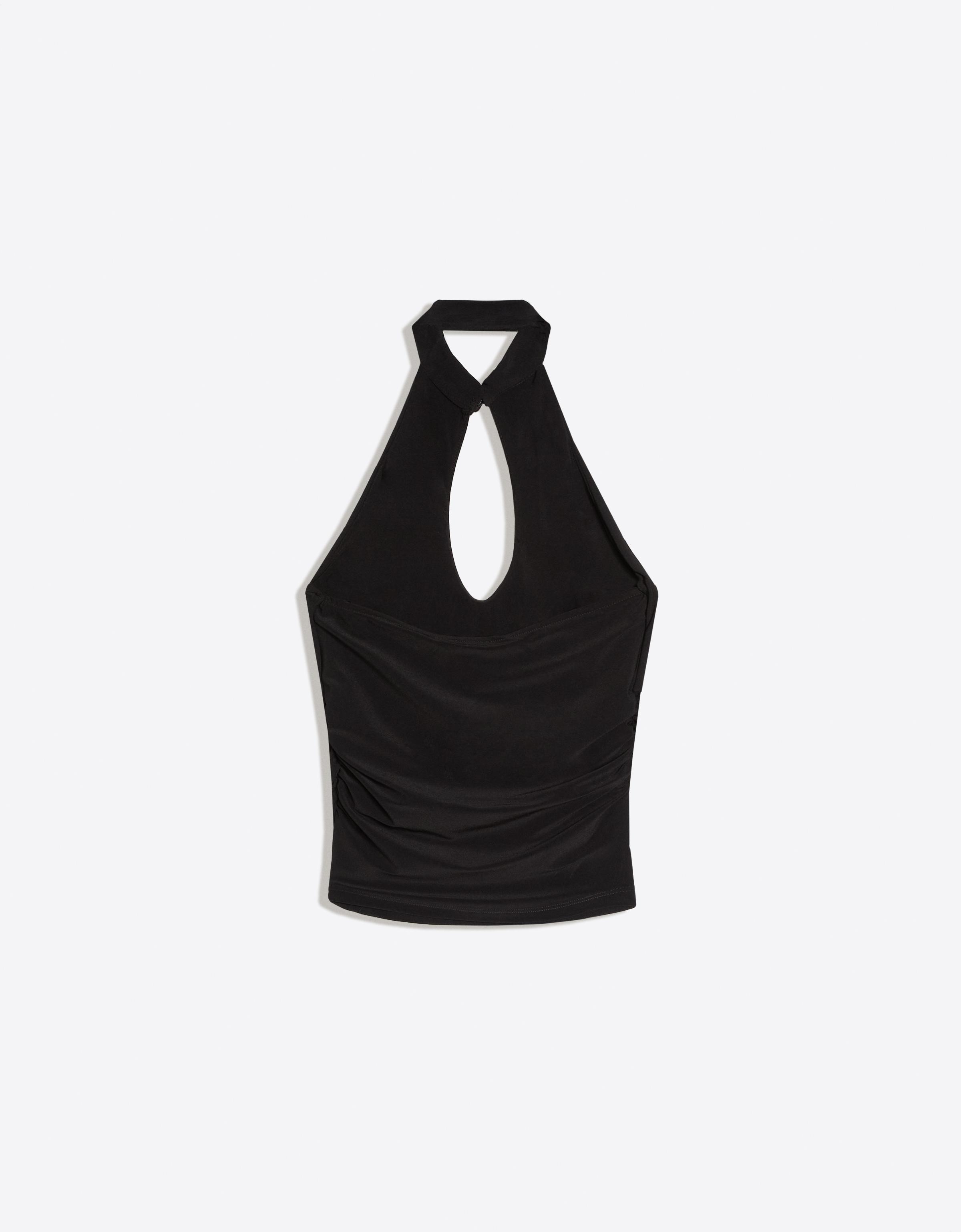 Open neckline halter top — Black