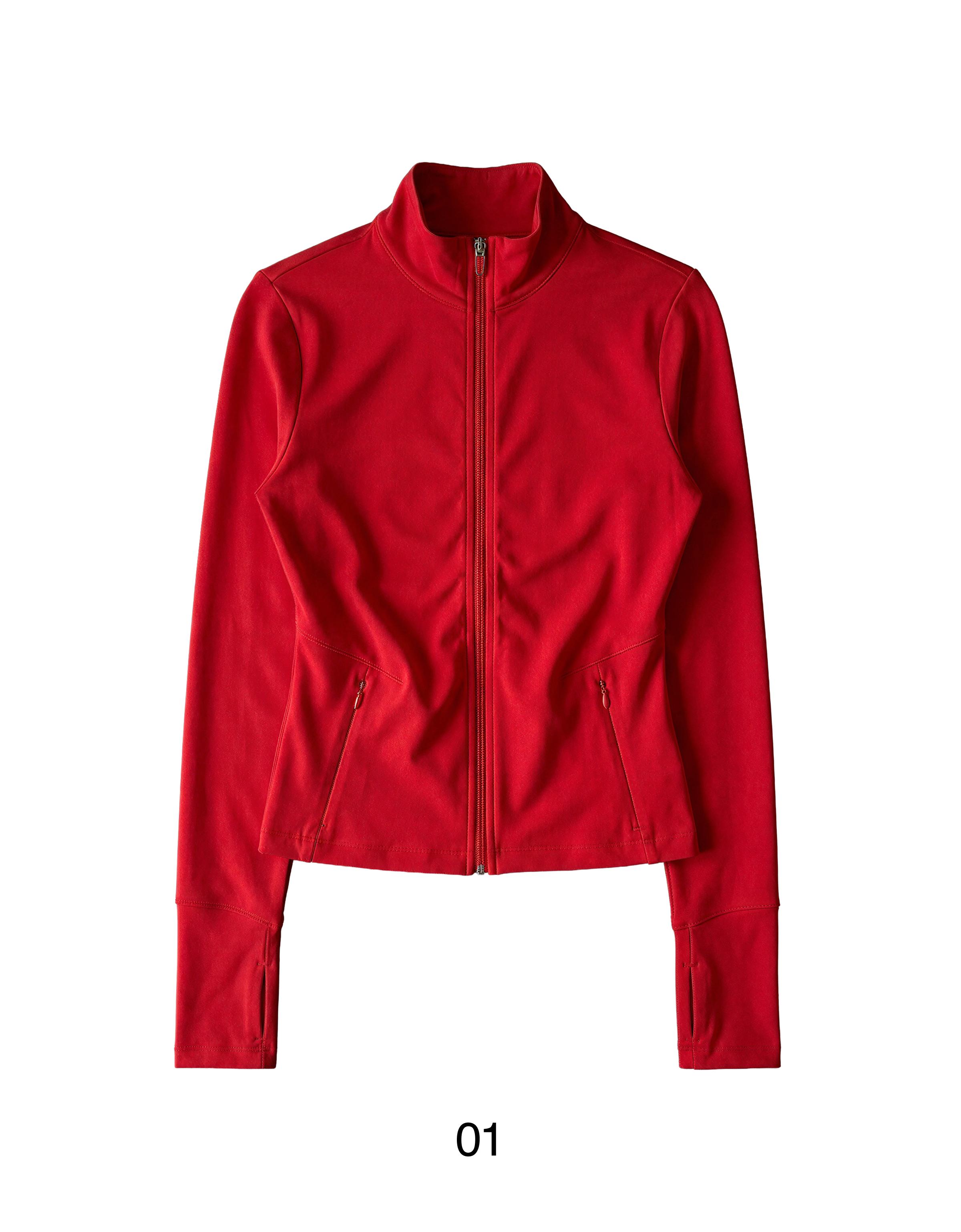 Technical fabric zip-up jacket Breathable & Quick Dry — Red