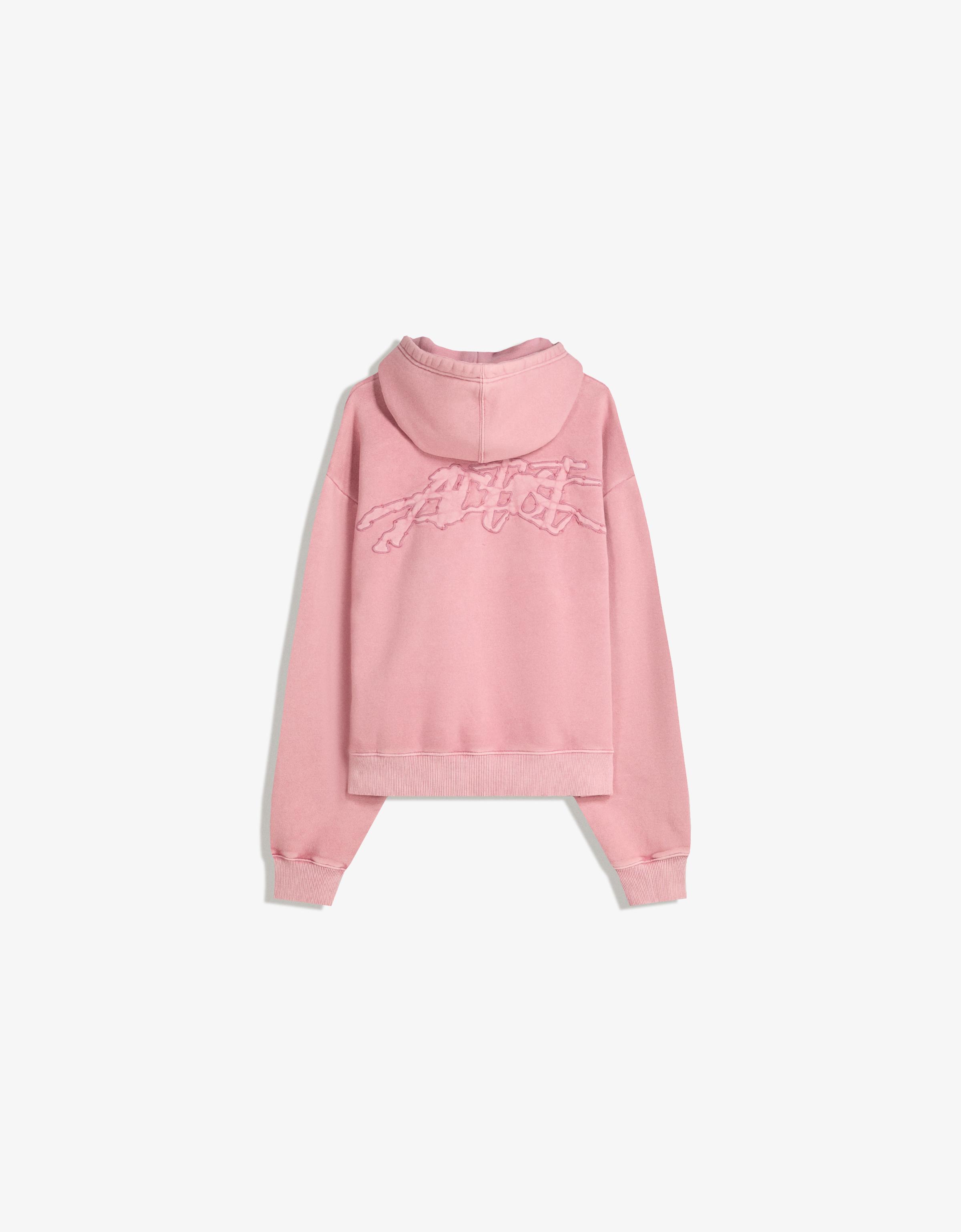 Cropped sweatshirt with zip and embroidery - Sweatshirts and