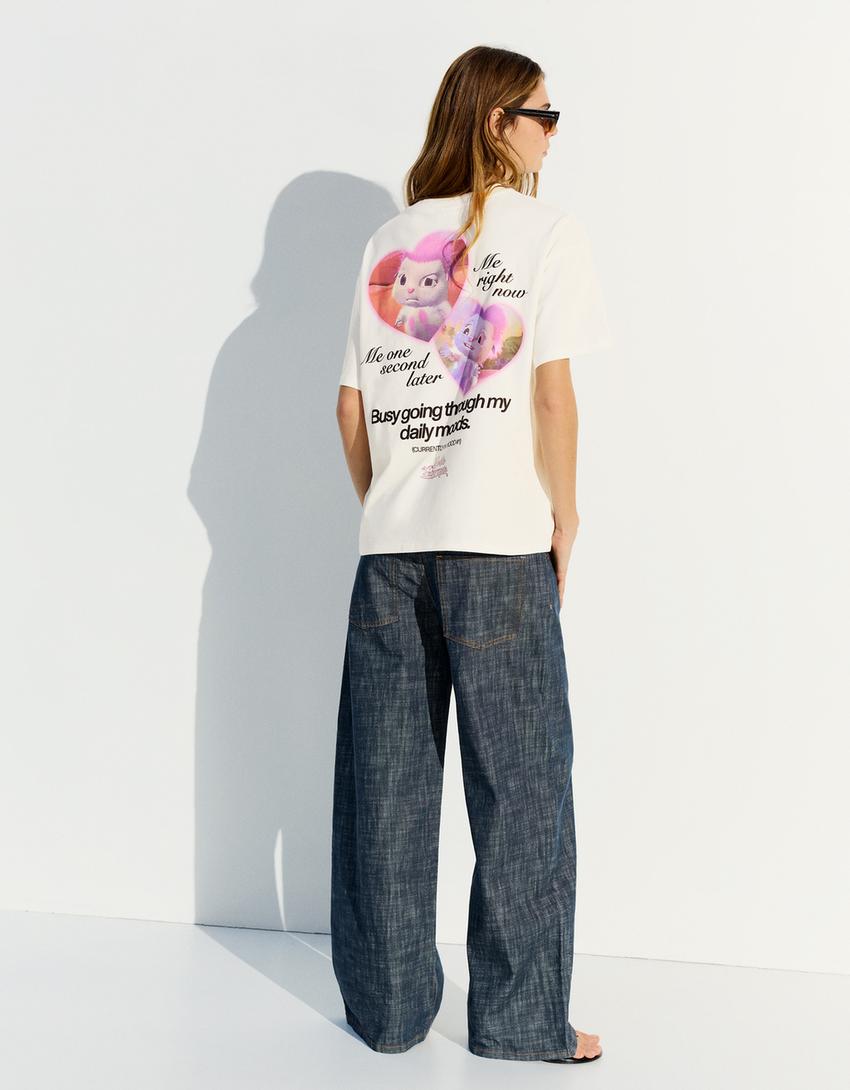 BARBIE print short sleeve T-shirt-Off white