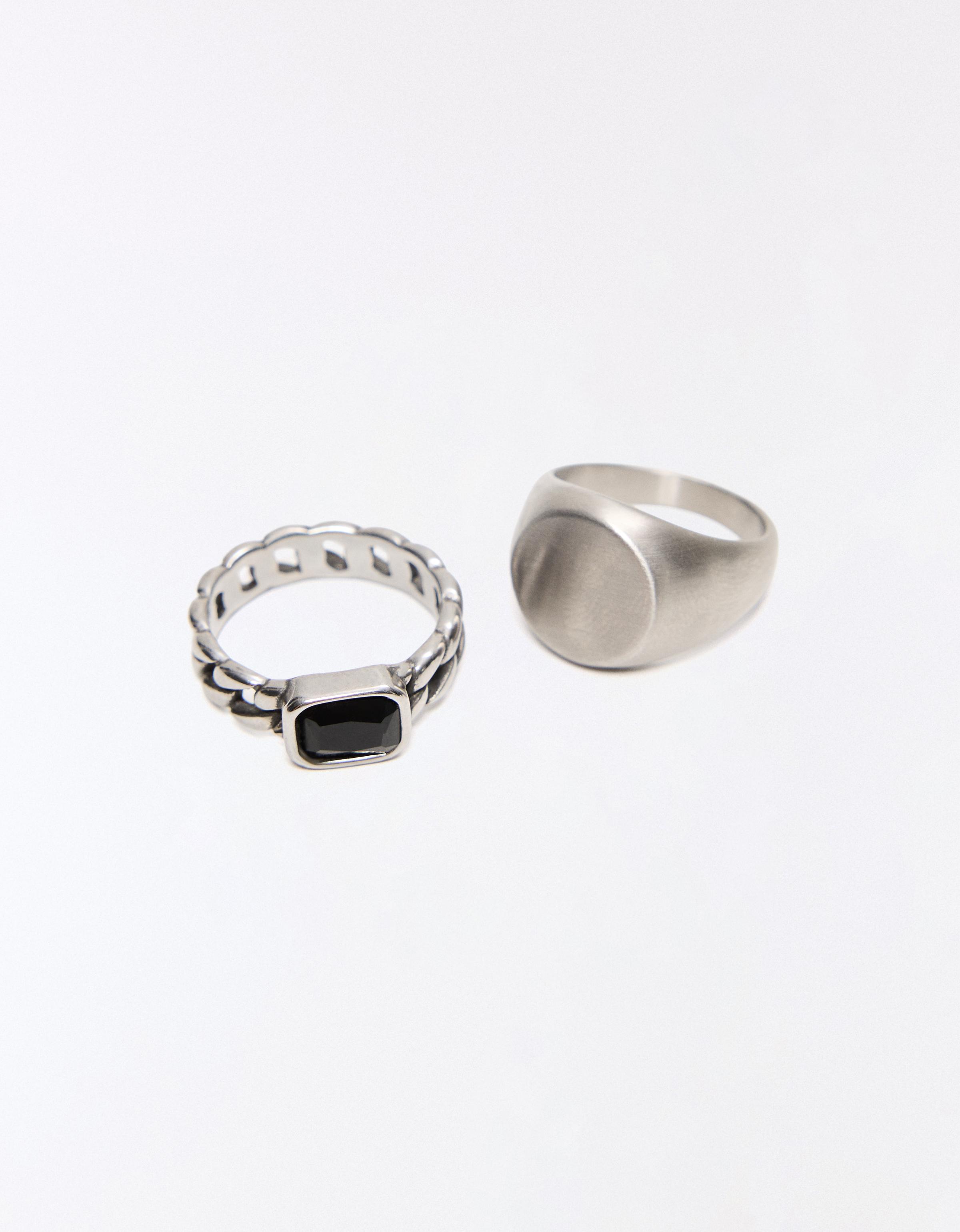 Pack of 2 stainless steel rings — Silver