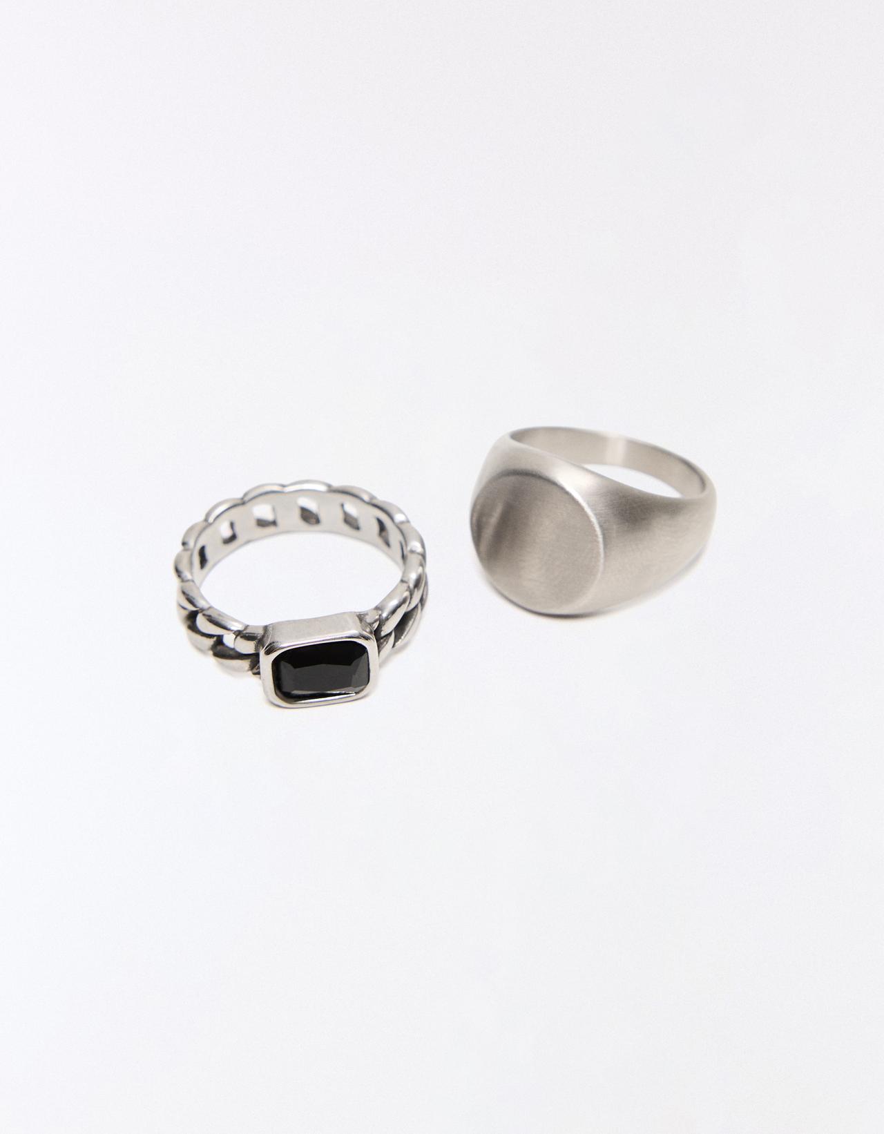 Pack of 2 stainless steel rings — Silver