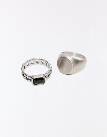 Pack of 2 stainless steel rings — Silver 2