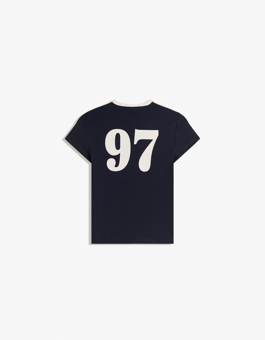 Camiseta manga corta print-Marino