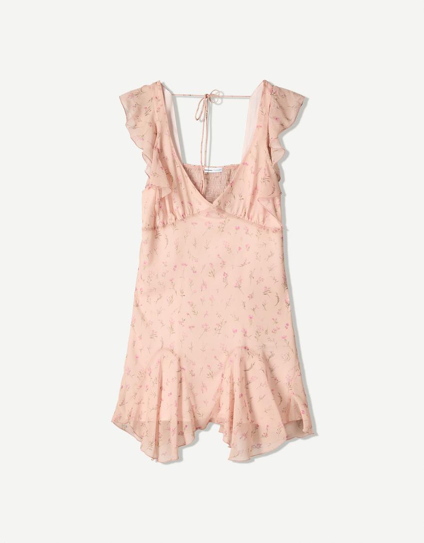 Robe courte à volants-Multicouleur-4