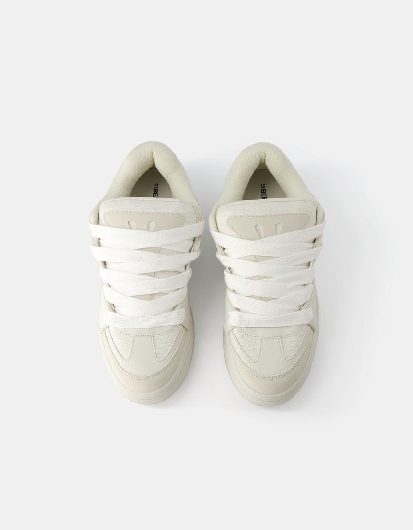 Pantofi sport voluminoși skate-Alb