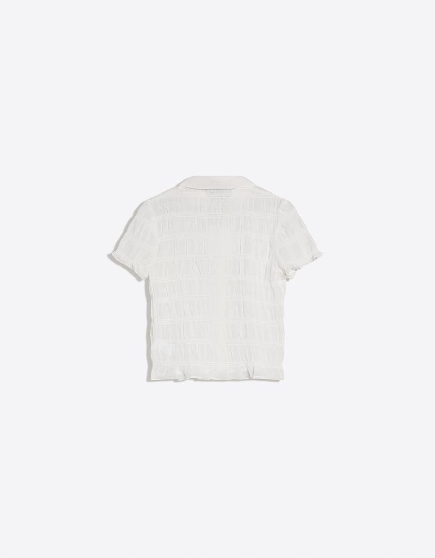 Košulja kratkih rukava sa naborima-Bela