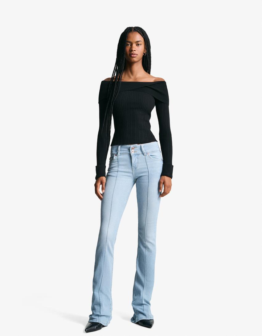 Low-rise boot-cut jeans-Light blue-1