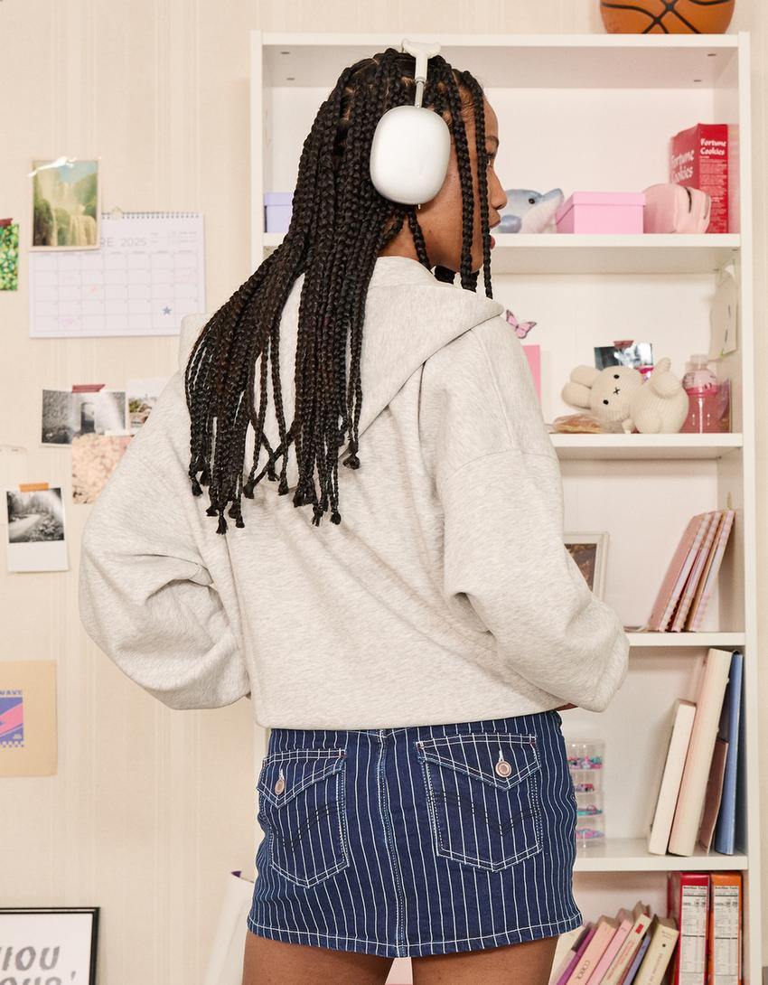 falda pantalón denim-Azul